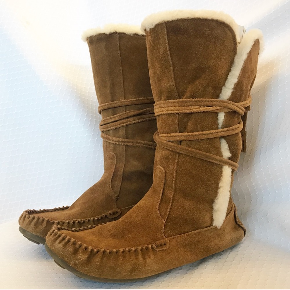 J. Crew Shearling Suede Moccasin Boots
